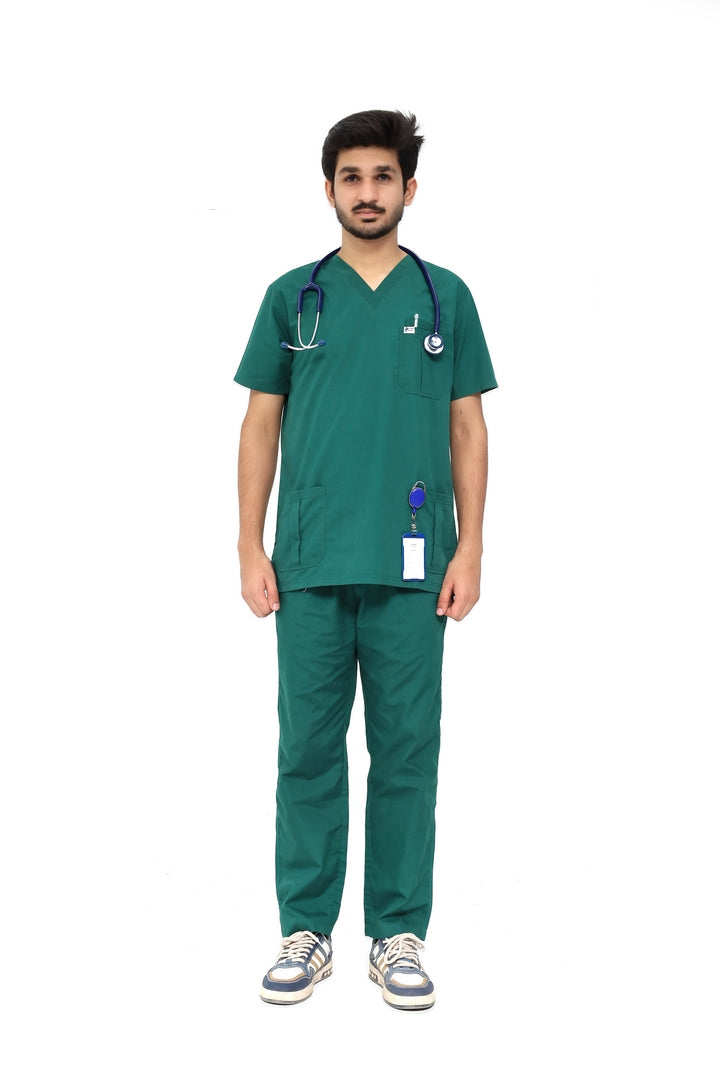 Men V Neck With Box Pleat Pocket Scrubs