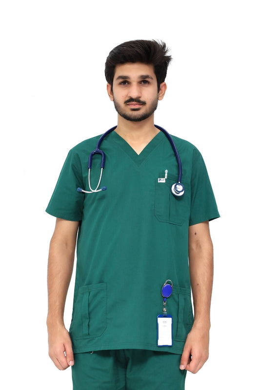 Men V Neck With Box Pleat Pocket Scrubs