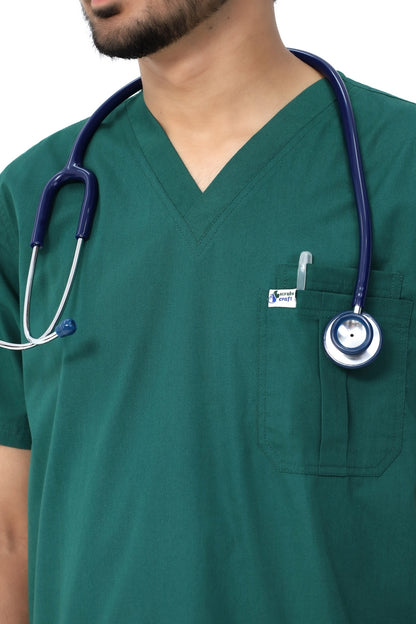Men V Neck With Box Pleat Pocket Scrubs